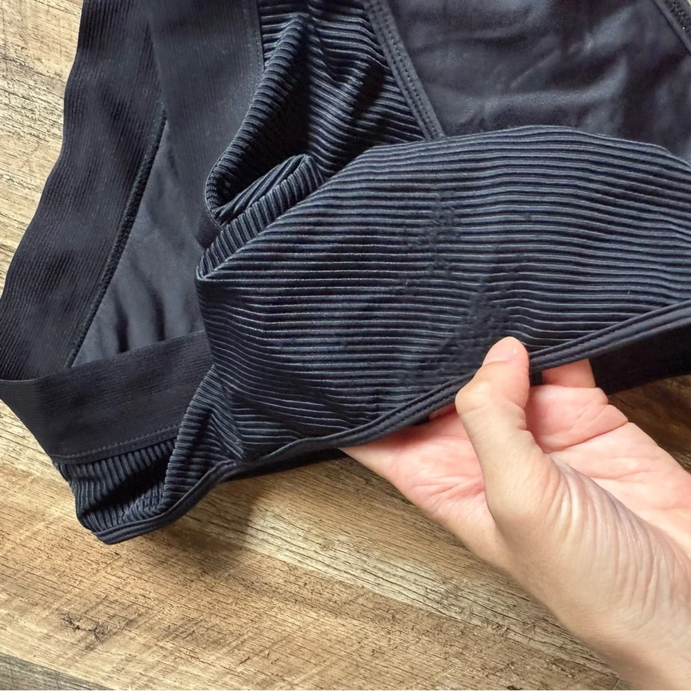 Frankie's Bikinis Black Ribbed High-Waist Bikini Set